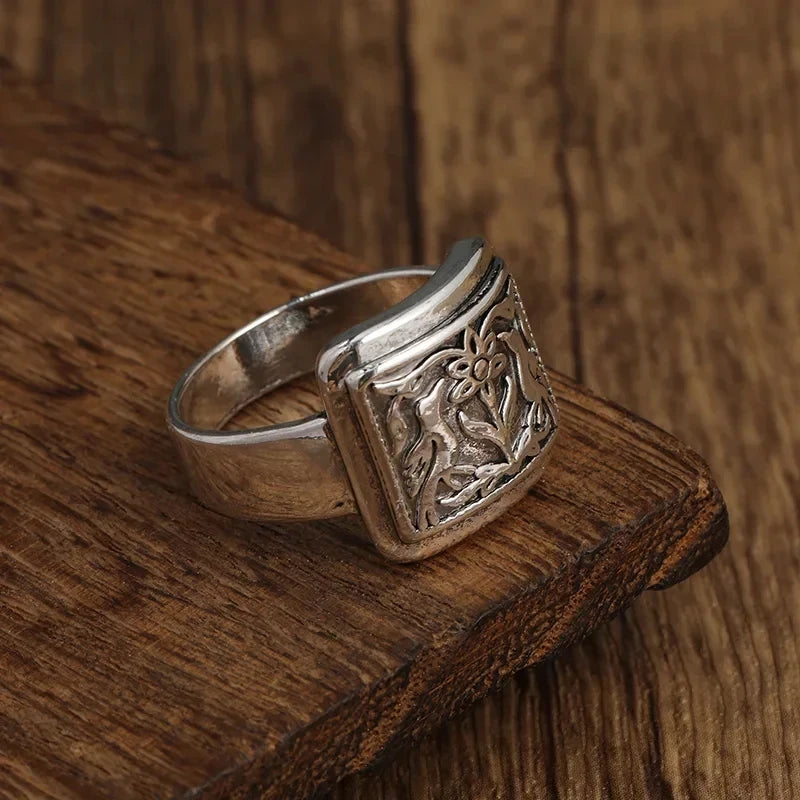 Vintage Silver Color Flower Bird Animal Rings for Women Exquisite Party Ring Jewelry
